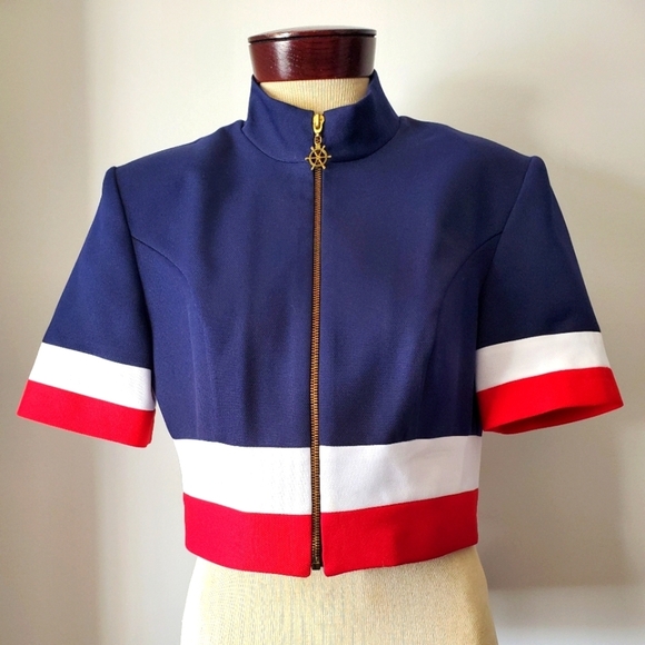 jolibel Jackets & Blazers - JOLIBEL nautical zip up short sleeve jacket.  Size 8